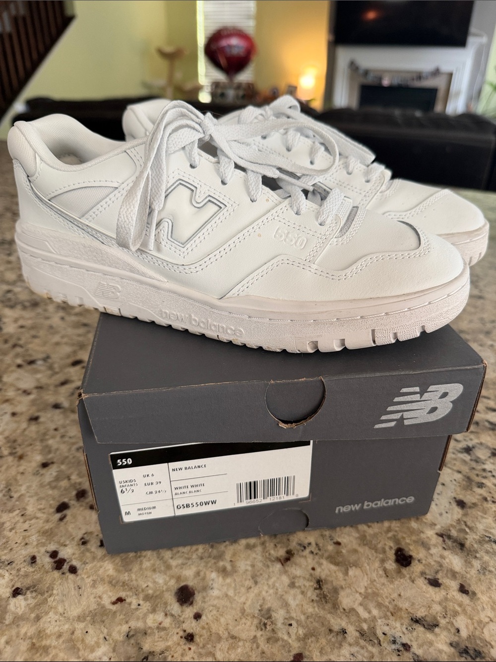 New Balance 550 All-White Leather Sneakers